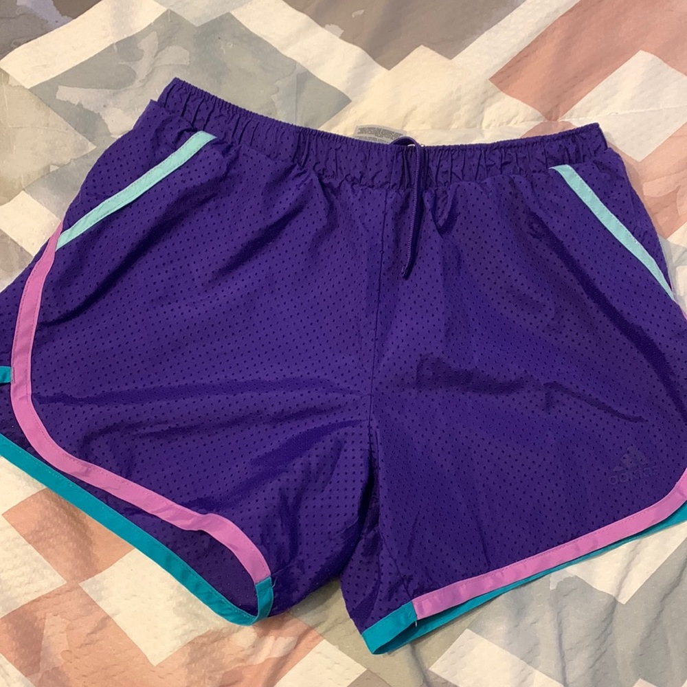 ADIDAS purple and blue athletic shorts